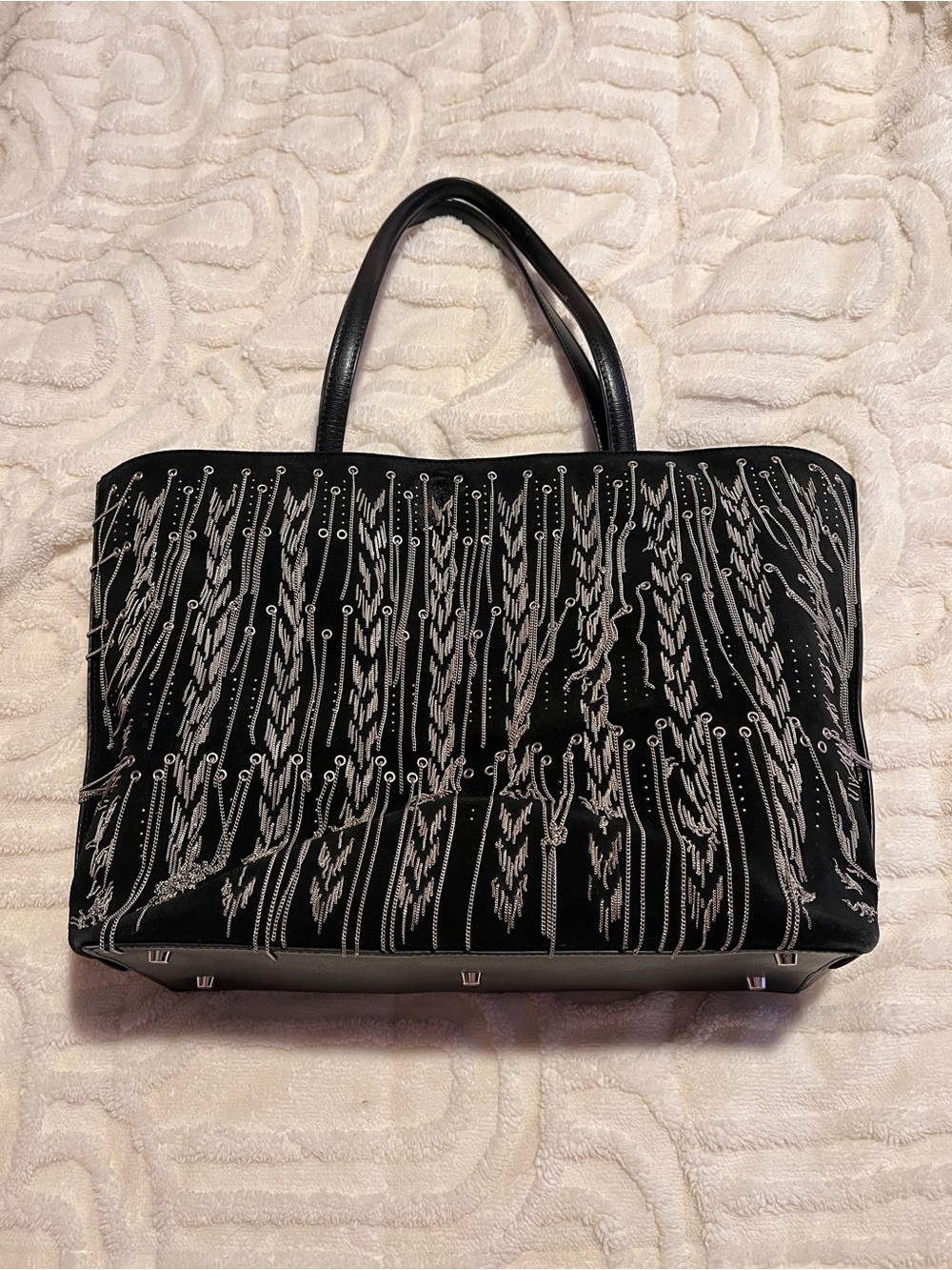 Black Cromia Bag with Silver Chain Tassles